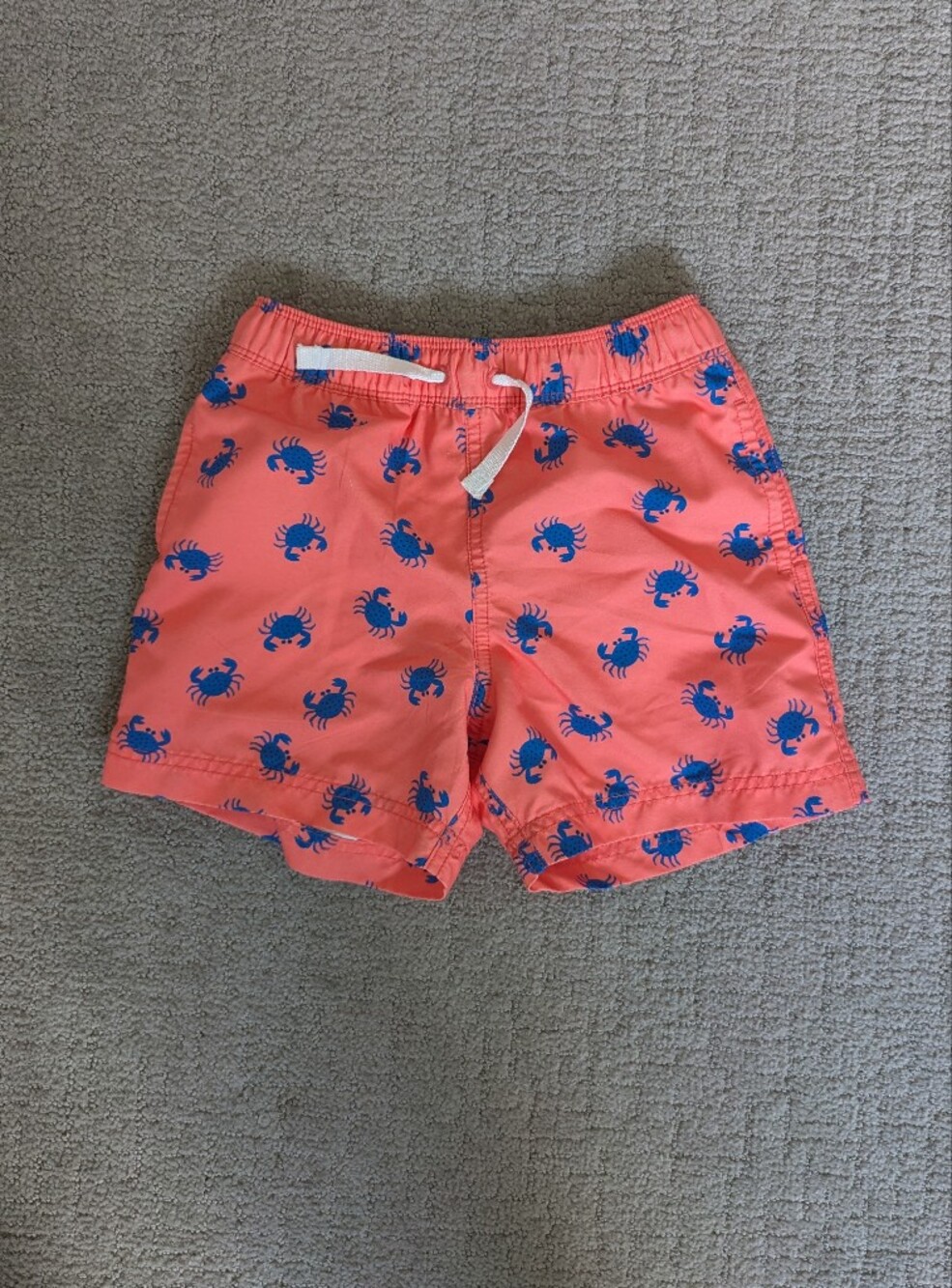 Hanna Andersson Coral Swim Shorts with Blue Crab Pattern